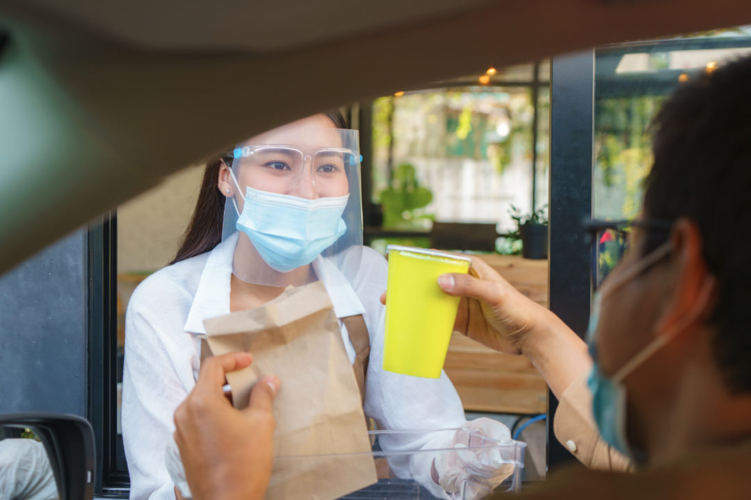 Getting food from a drive-thru during the COVID-19 pandemic