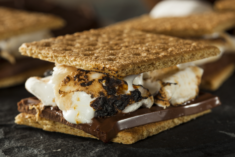 S'more with melted chocolate 