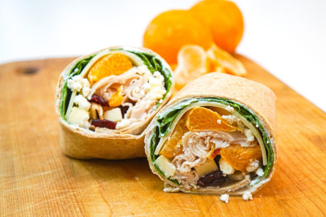 tortilla wrap with citrus slices inside