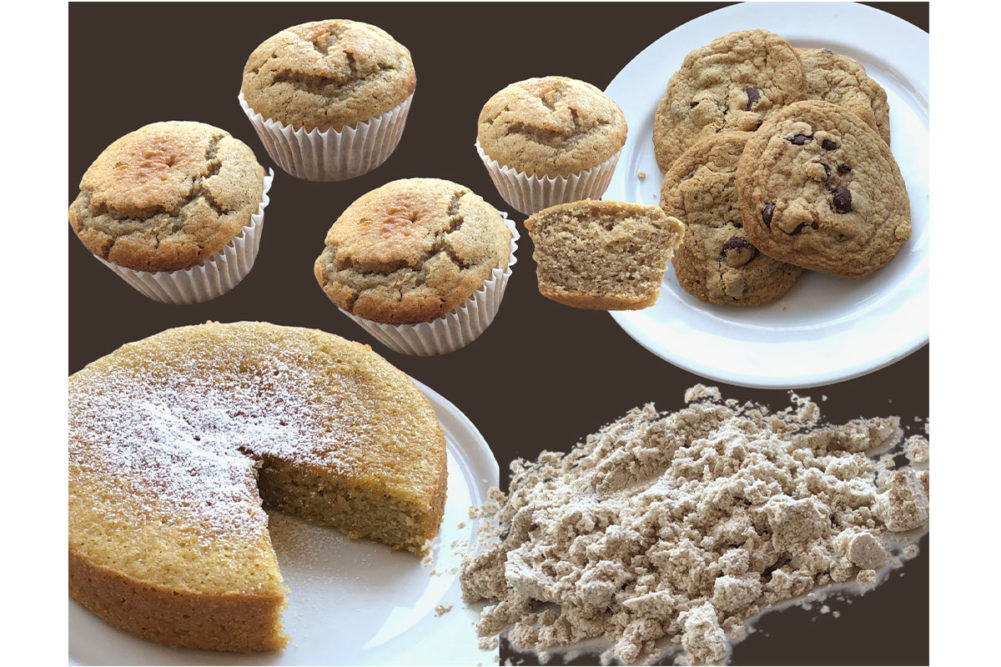 Assortment of upcycled Renewal Mills products including muffins and cookies. 